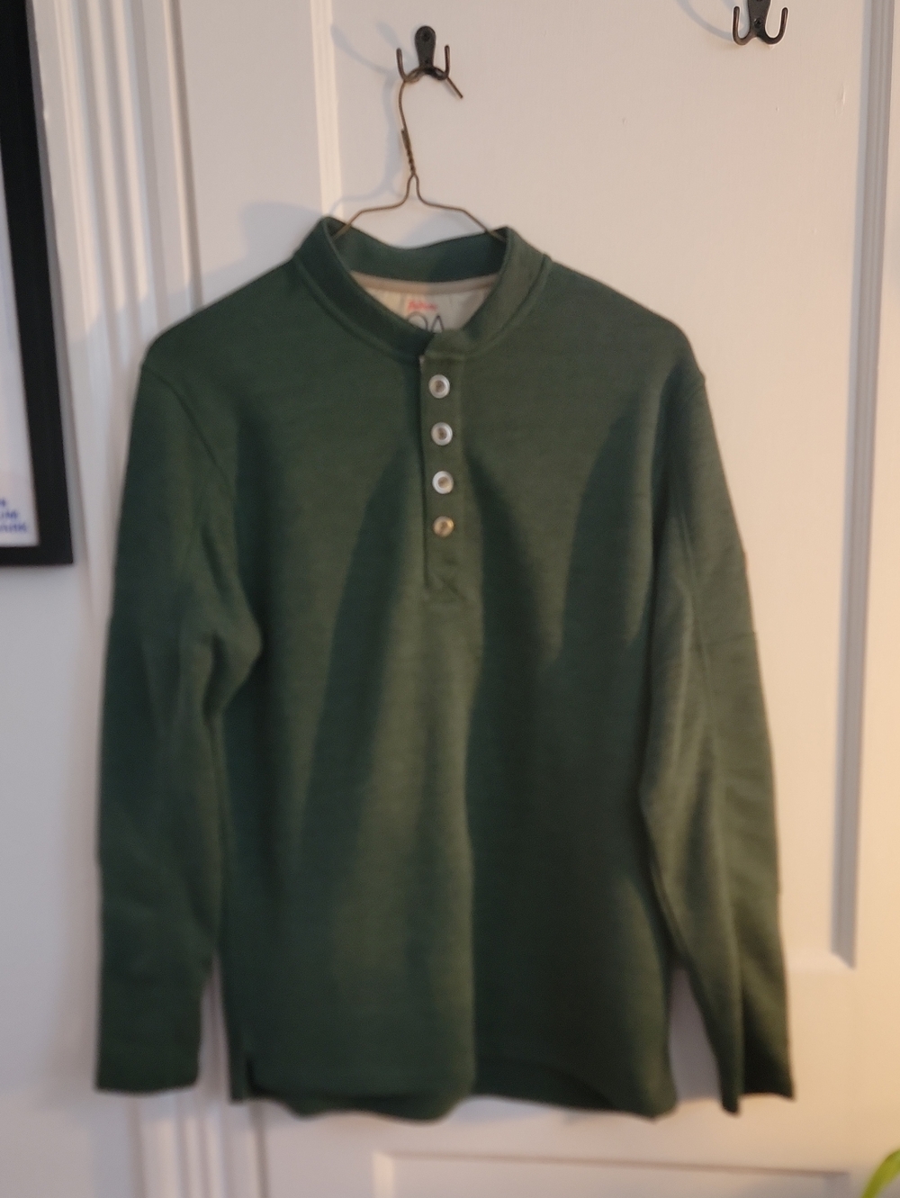 RailRiders Green Hi-Tech Henley Button Pullover "Pine Grove"
